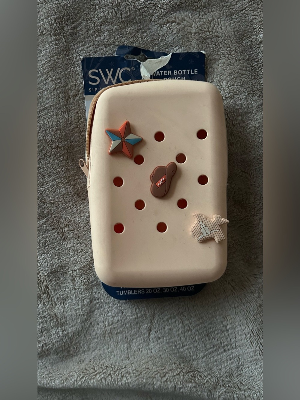 Silicone Bottle Pouch with Decorative Charms - Light Pink